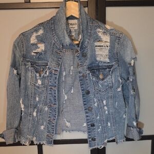 Cello Blue Distressed Jean Jacket